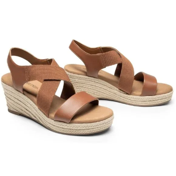 DREAM PAIRS Women's Platform Espadrilles Wedge Sandals, Elastic Ankle Brown 11M - Picture 3 of 6